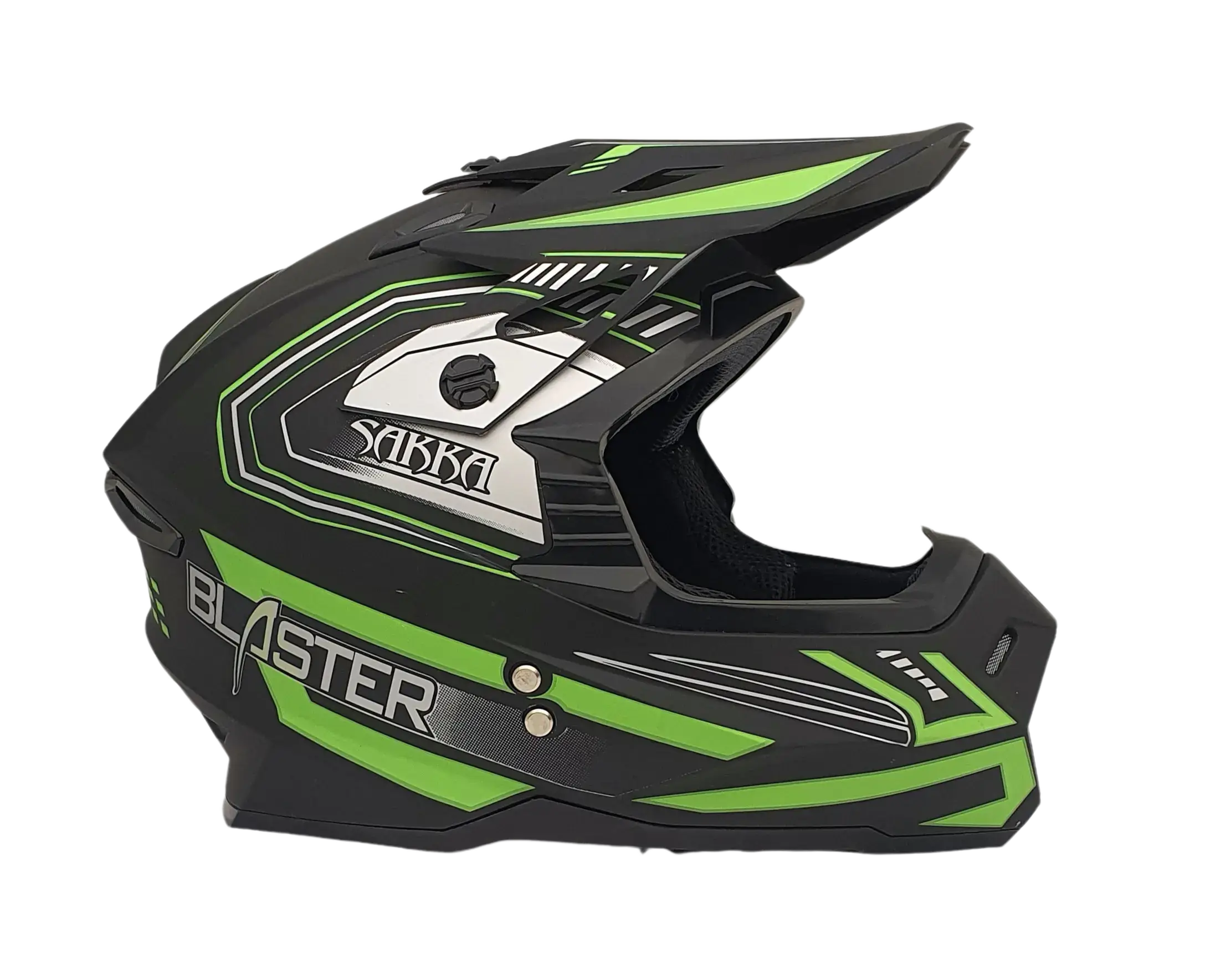 Sakka Blaster S Black Green Matte Helmet Side View